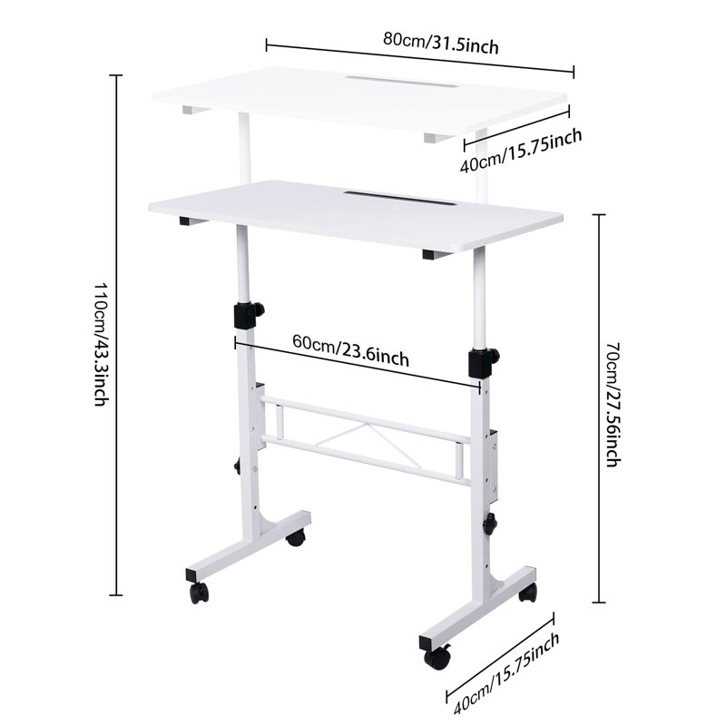  Adjustable Height Standing Desk - Modern Portable Mobile Office Table