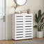 Armoire à chaussures mince avec 2 portes à lattes pour 15 paires de chaussures-102443244