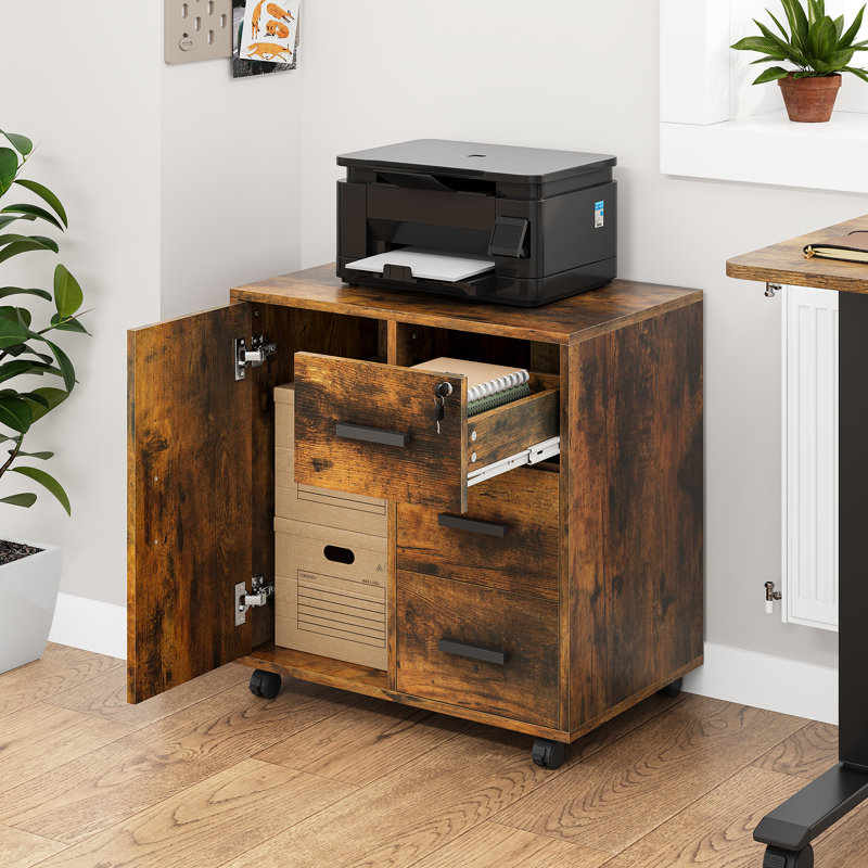 Azjon 60cm Wide 3 -Drawer Mobile File Cabinet