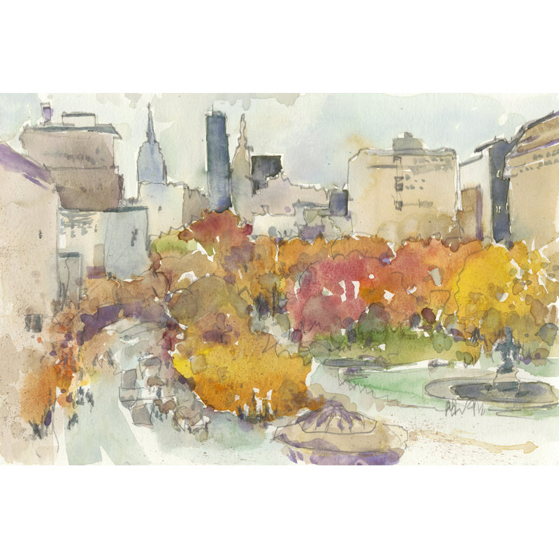 «Autumn in New York - Study III» par Samuel Dixon - peinture sur toile tendue, H 24 po x l 36 po