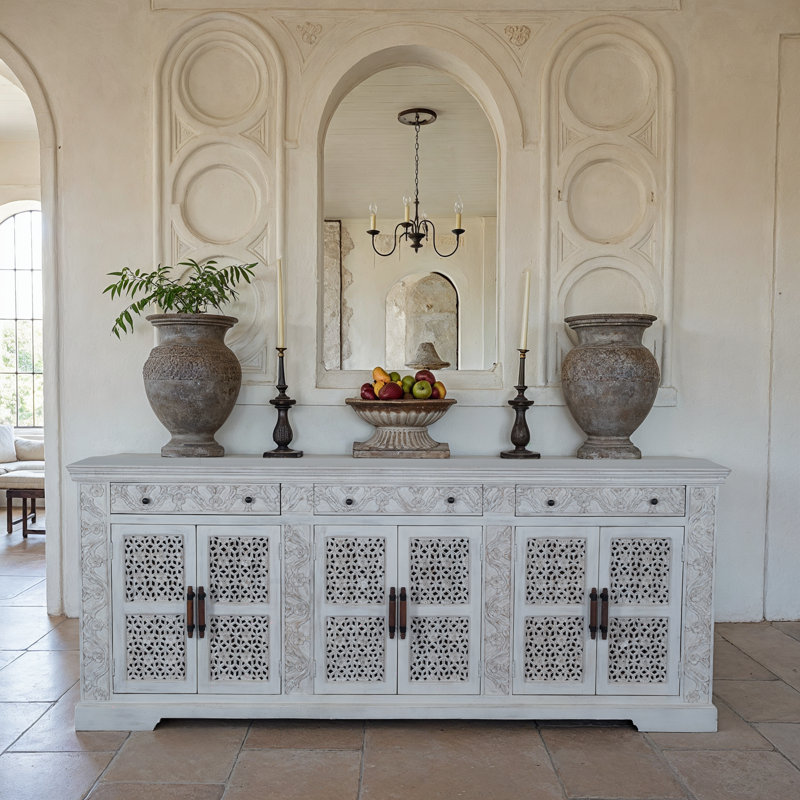 Fazila 102 " W Mango Solid Wood Sideboard, Beige