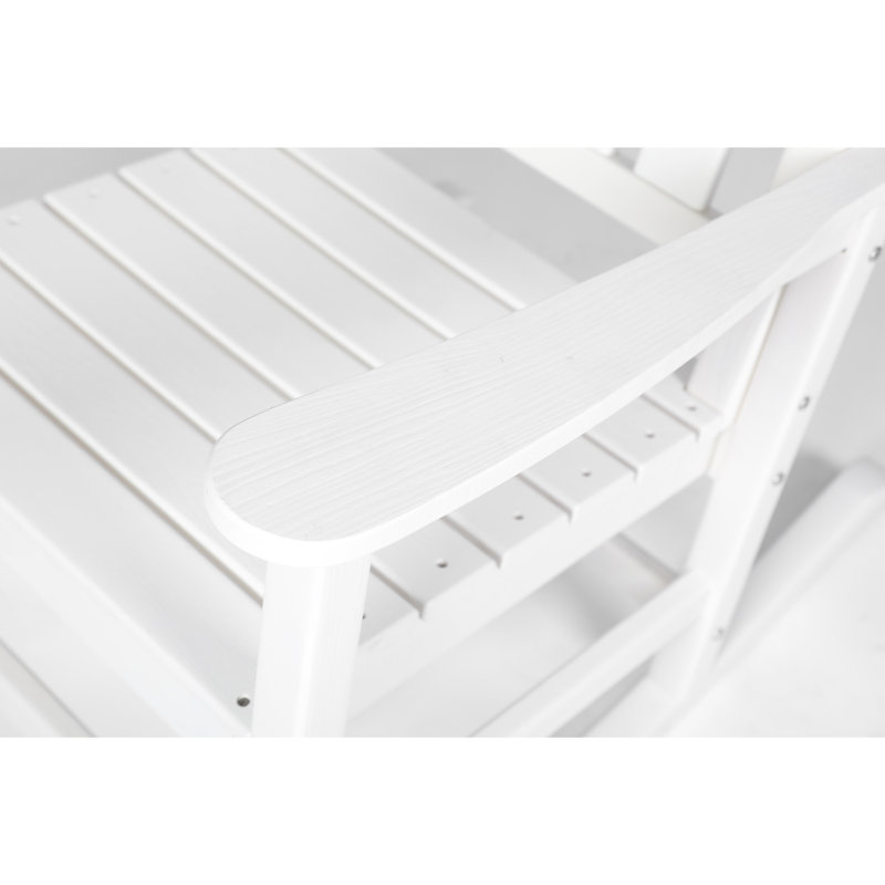 Oversized Rocking Chair with Wood-Texture, All-Weather Resistant Patio Furniture for Comfortable Outdoor Relaxation, White