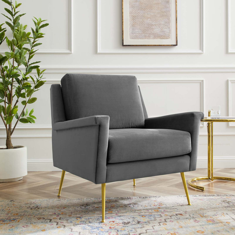 Fauteuil Chesapeake Performance Velvet par Modway, gris
