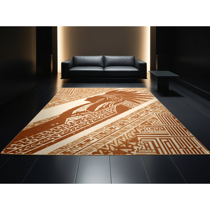 Tapis brun doux moelleux en peluche Durfee Incan Guard, 2 pi x 3 pi