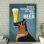 Toile tendue facilement imprimée par des chiens et de la bière - décor pour animaux de compagnie, bleu et brun