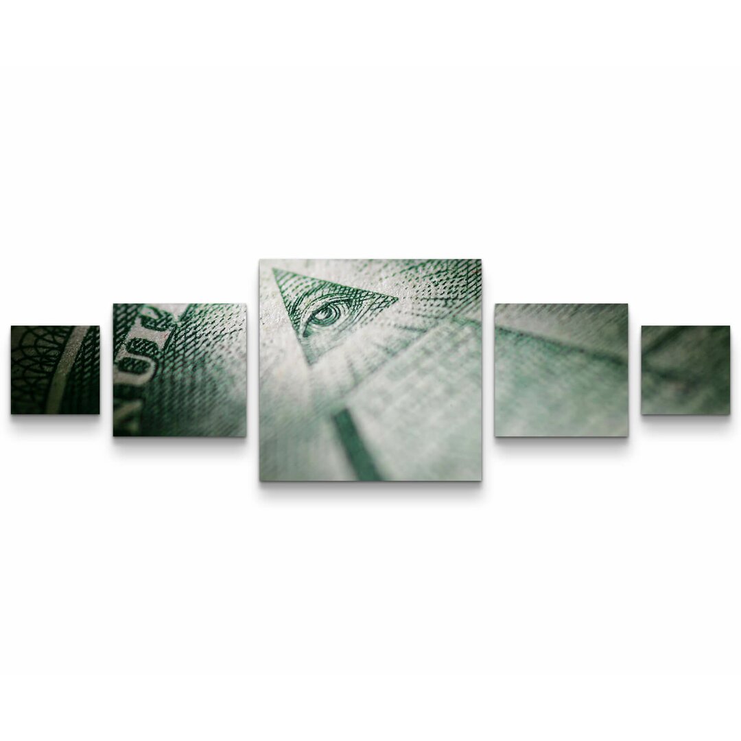 5-tlg. Leinwandbilder-Set Ein Dollar Note