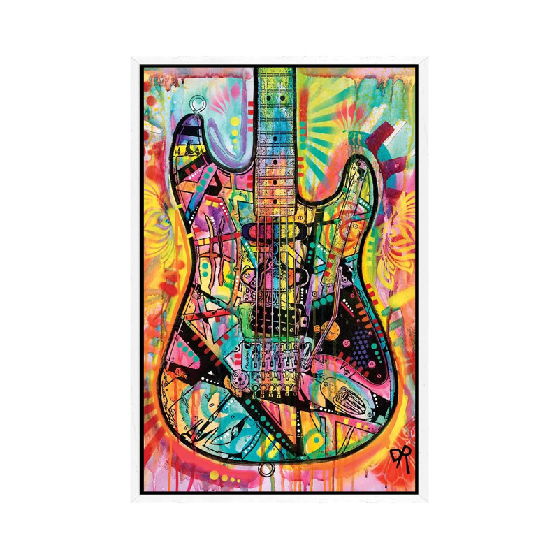 Guitar by Dean Russo - Print on Canvas, 66.04 cm H x 45.72 cm W, White Framed Canvas