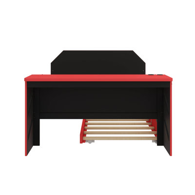 Full Size Wooden Daybed Comes With Twin Trundle, Built-In Desk & USB Charging Outlets