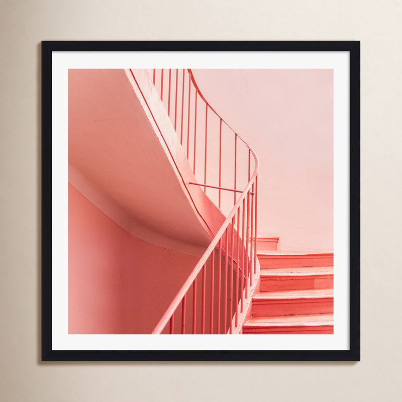 «Palasha Pink Pastel Colored Stairs» par raisazwart - reproduction d'art sur toile, Cadre flottant noir, Non