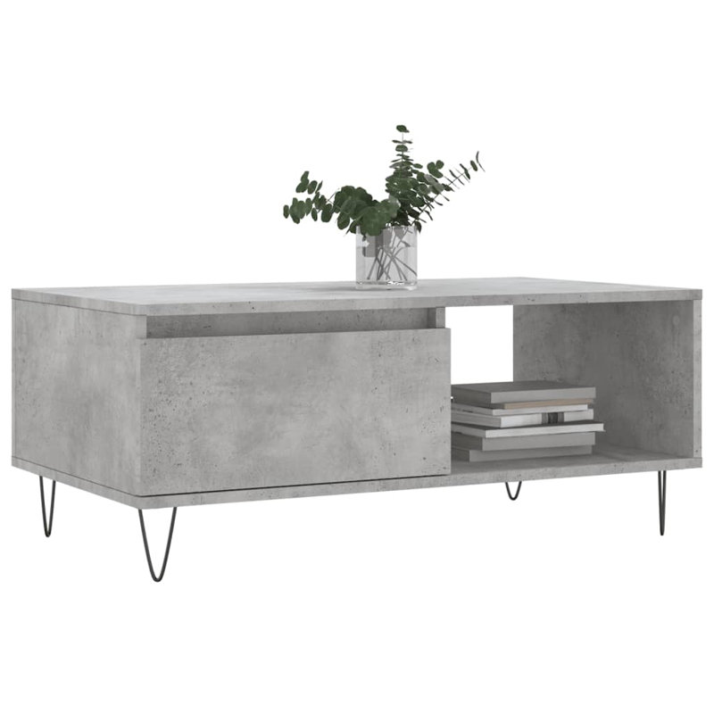 Vasbinder Four Leg Coffee Table with Storage, Concrete Grey
