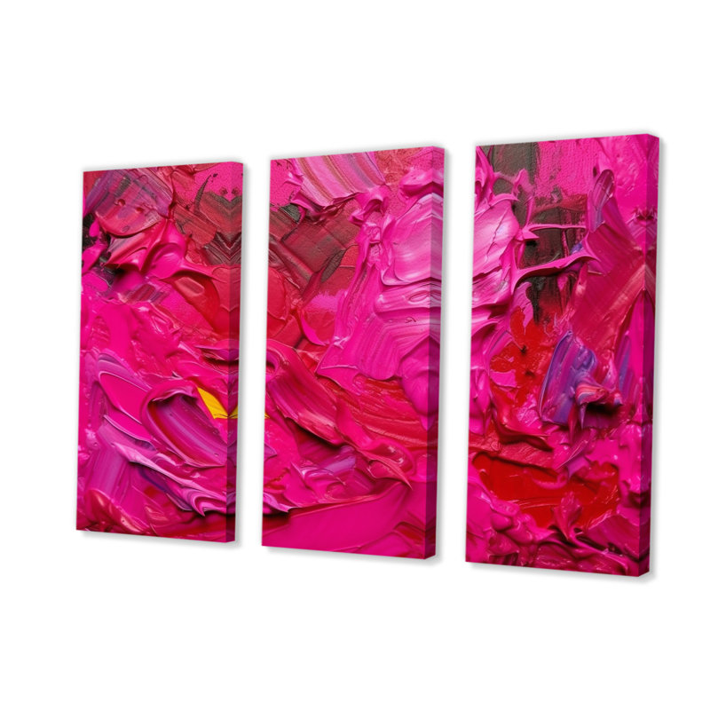 Viva Magenta Bliss Wildness I sur toile, reproduction de 3 pièces, H 28 po x l 36 po x P 1 po