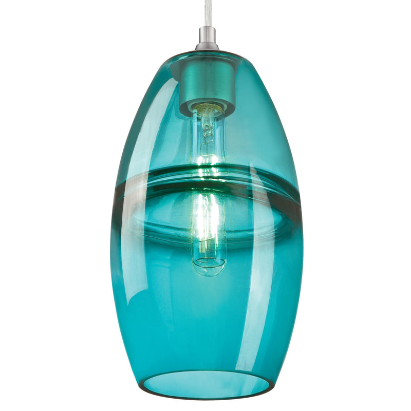 Darshan 1 - Light Single Pendant, Turquoise, Brushed Nickel