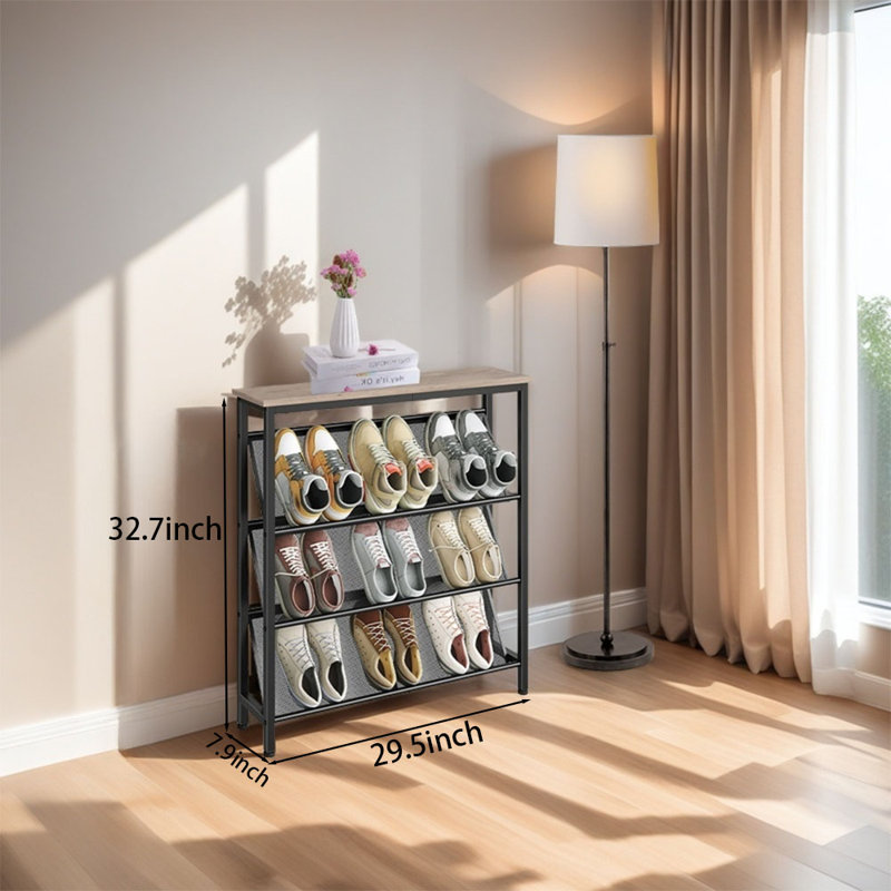For Home, Entryway, Bedroom & Doorway，Shoe Rack, Greige/Black
