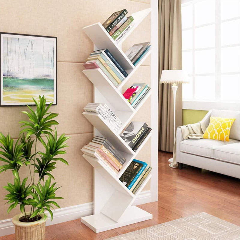 Aerowyn Geometric Bookcase, White, (9 Shelves) 132cm. H x 40cm. W x 21.6cm. D