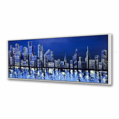 Blue Skyline - Toile encadrée contemporaine pour le décor de la chambre à coucher