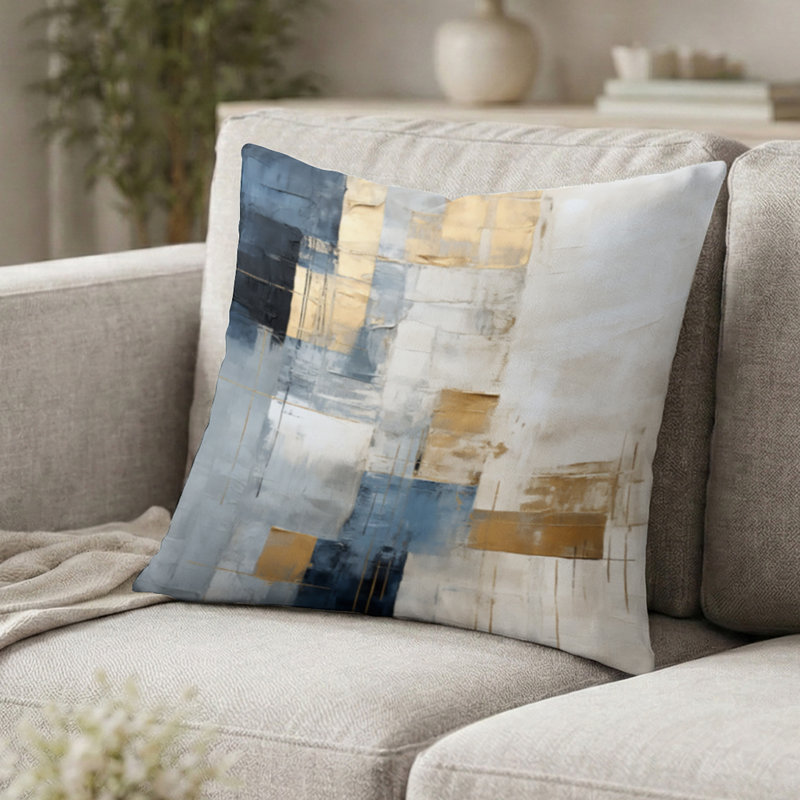 Landscape Decorative Cushion - Beige and Gold Simple Winter Landscape Decorative Throw Pillow, 16"H x 16"W