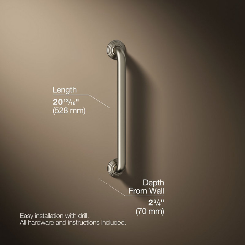 Traditional Grab Bar, Vibrant Brushed Nickel, 18"W