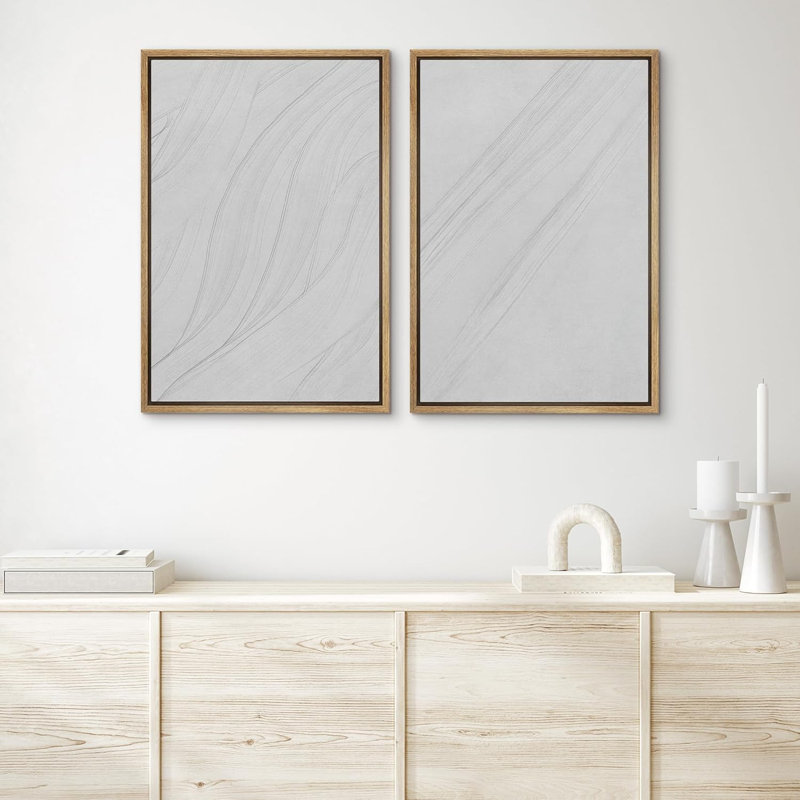 Reproduction d'art sur toile à motif abstrait gris et blanc Duotone, H 24 po x l 16 po, Naturel