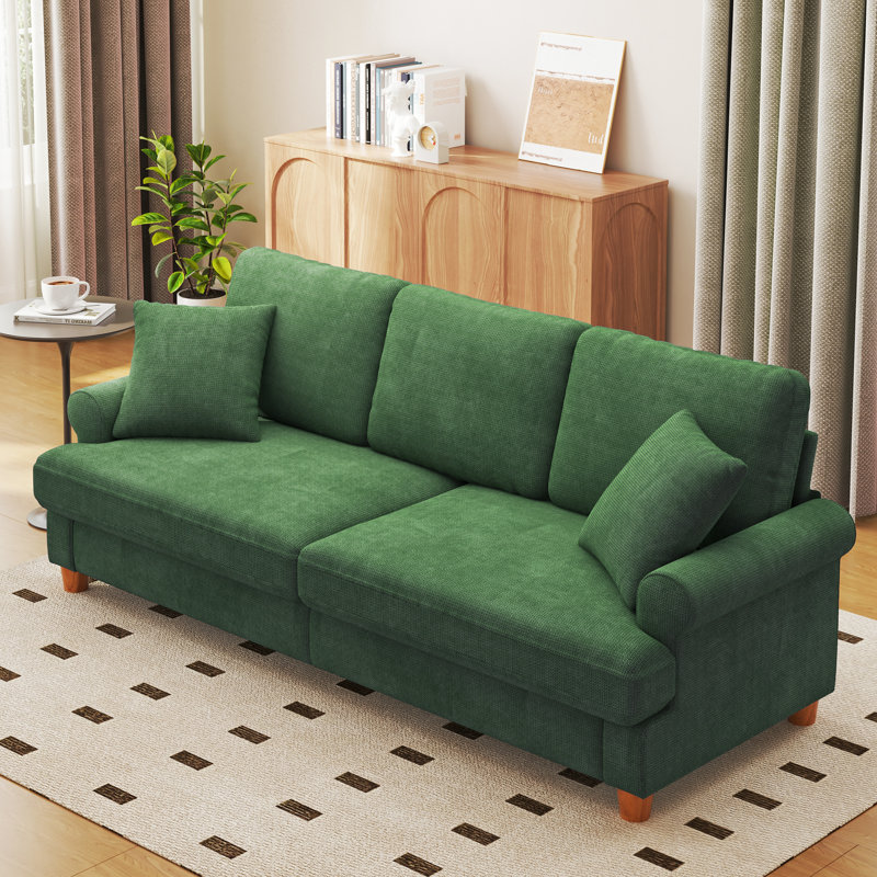Canapé standard en chenille 3 places avec coussins à ressorts 86 po Winston Porter, Vert