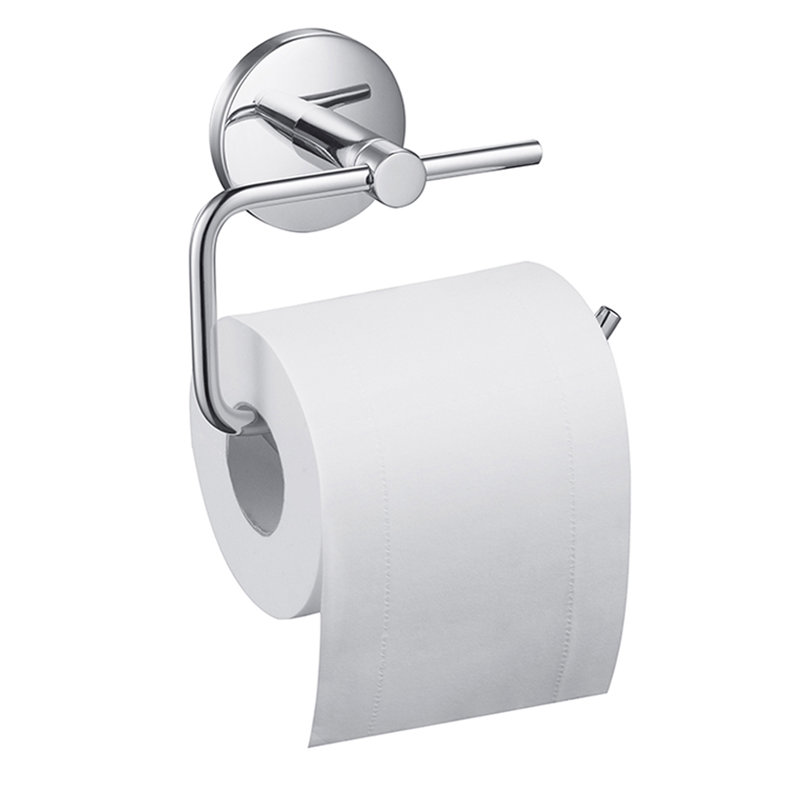 Porte-papier hygiénique mural Iddings - Accessoire de salle de bain en laiton massif pour douche ou meuble-lavabo, Chrome