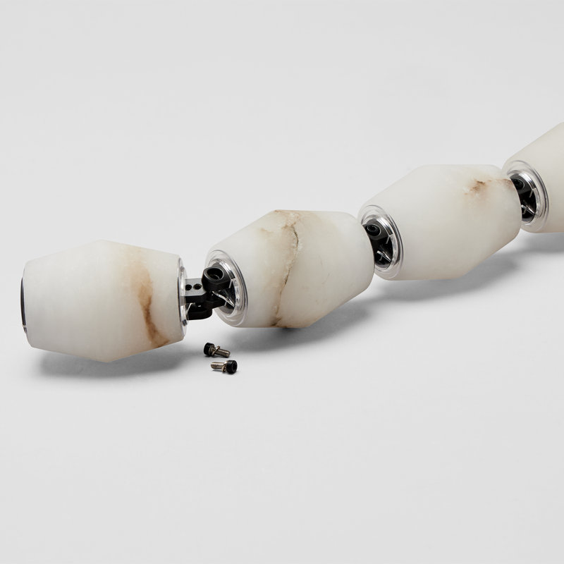 Sean Lavin Collier 240 Chandelier in Bronze with Alabaster shade, 146.9" H x 2" W x 2" D, Hand Rubbed Antique Brass, 3000K