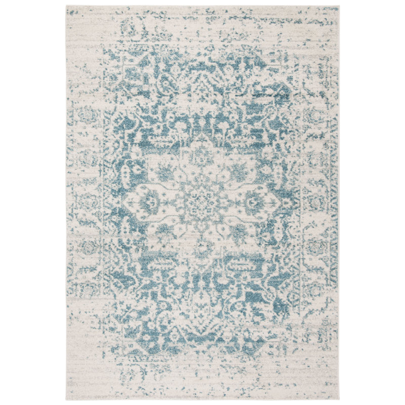 Christa Teal/Ivory Rug, Rectangle 3' x 5'