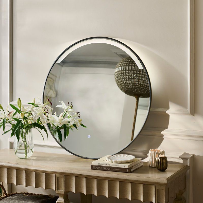 Aluminium Round Mirror, Black