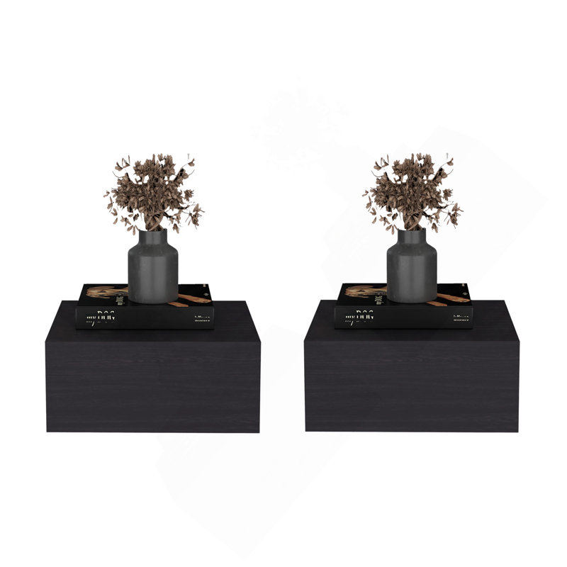 Ensemble de 2 tables de chevet murales flottantes pour la chambre à coucher, Wenge