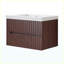 Meuble-lavabo flottant mural 24 po avec lavabo en acrylique intégré blanc, armoire en contreplaqué pré-assemblée avec 2 tiroirs, noyer foncé