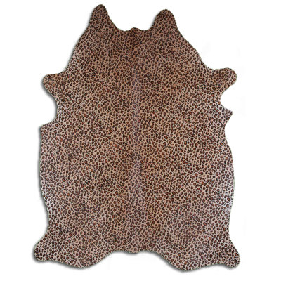 Custom Leopard on Beige Printed Cowhide Rug