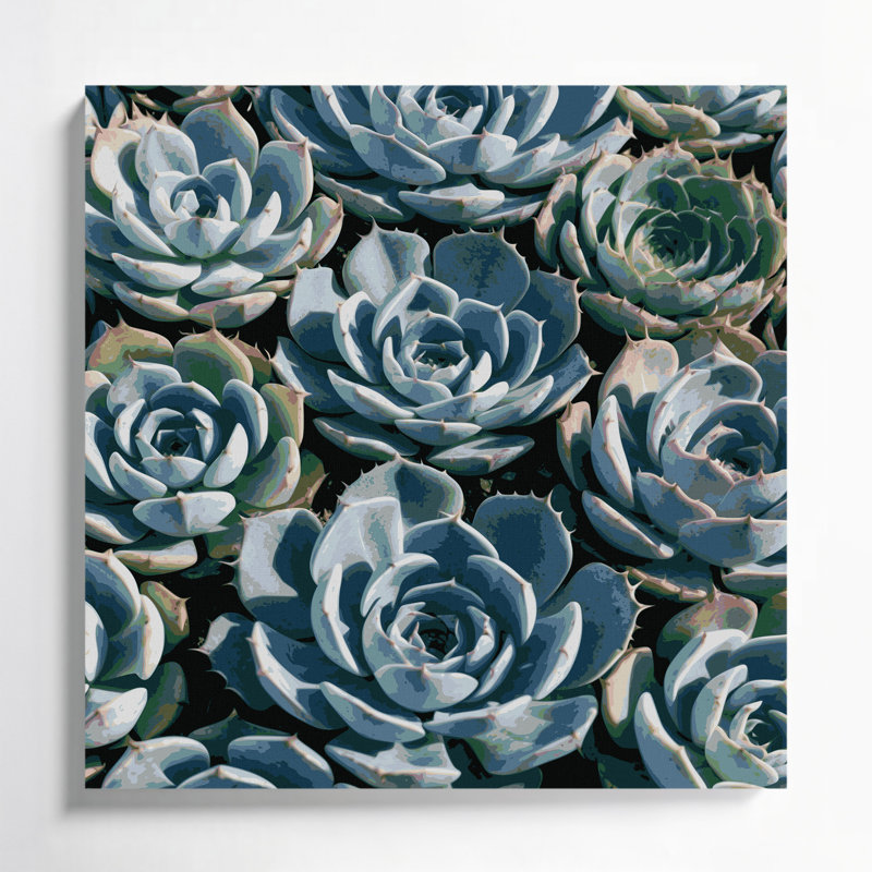 "Watercolor Botanical 75", art mural sur toile verte, H 12 po x l 12 po
