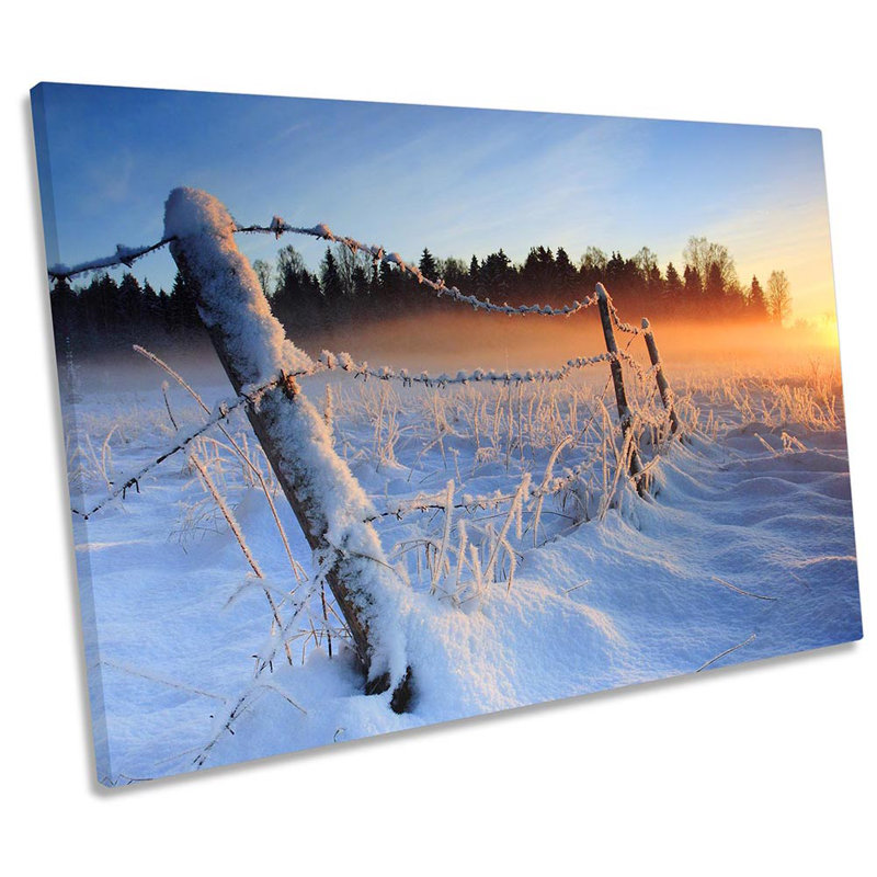 Snow Landscape Sunset - Wrapped Canvas Print, 30.5cm H x 45.7cm W