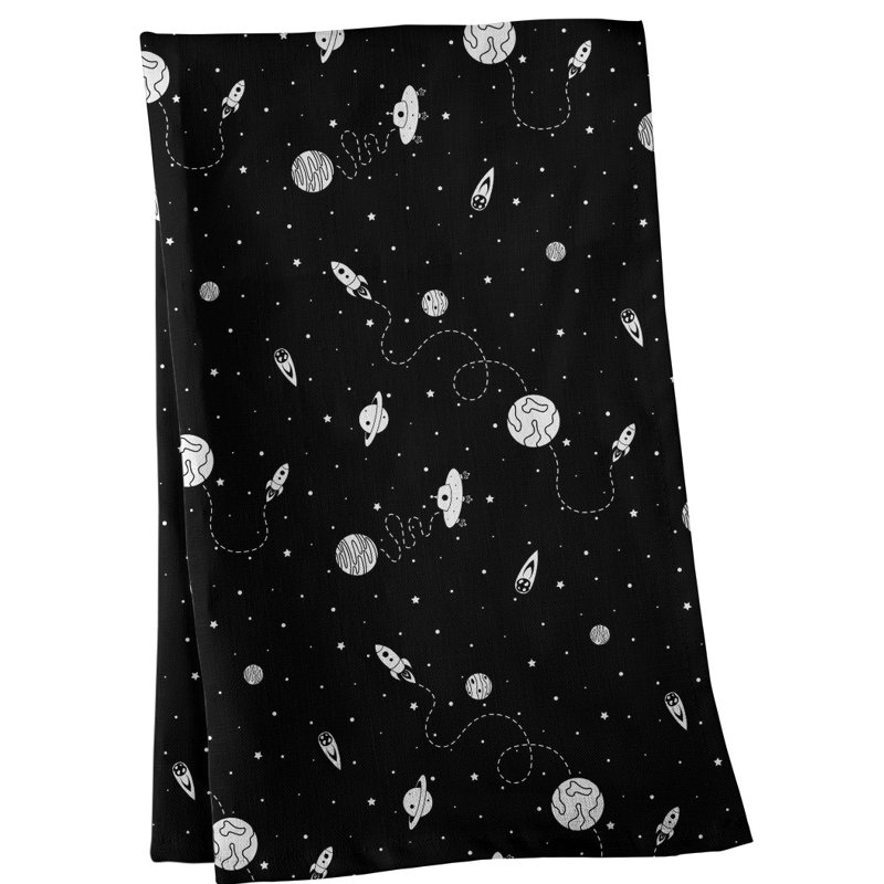 Tea Towel Kitchen Towel, Poly Twill, Black/White