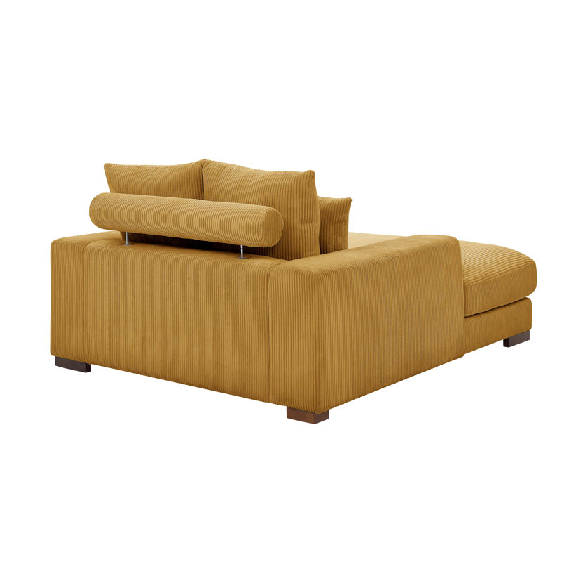 Stigler Upholstered Chaise Lounge, Yellow Corduroy