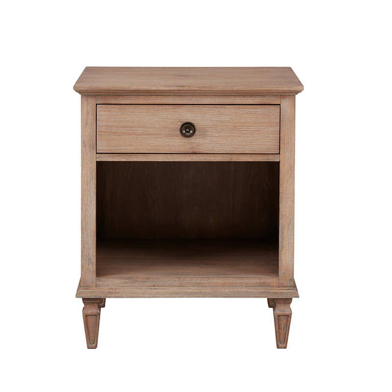 Table de chevet d'une hauteur de 29 po et rangement pratique en bois massif naturel