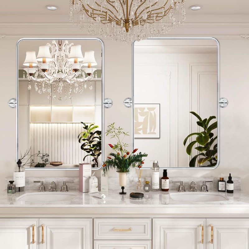 Miroir mural, Verticale, 36 po x 24 po, Argent argent