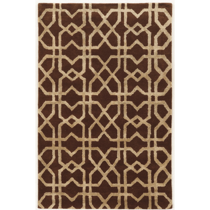 Tapis brun / beige en laine touffeté à la main Andric