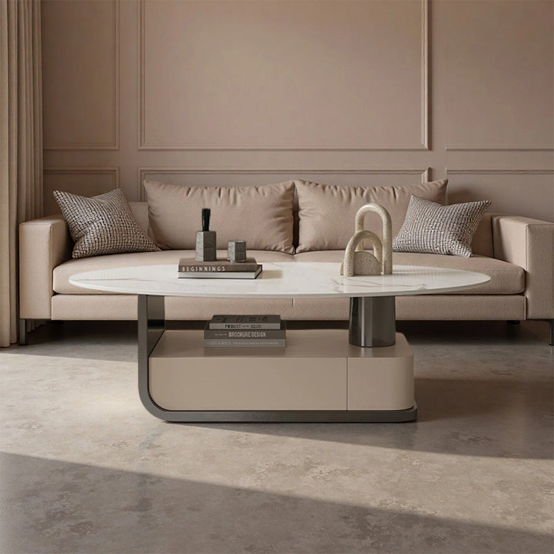 Table basse luxueuse et haut de gamme, Argent, H 17,71 po x L 55,11 po x l 27,55 po
