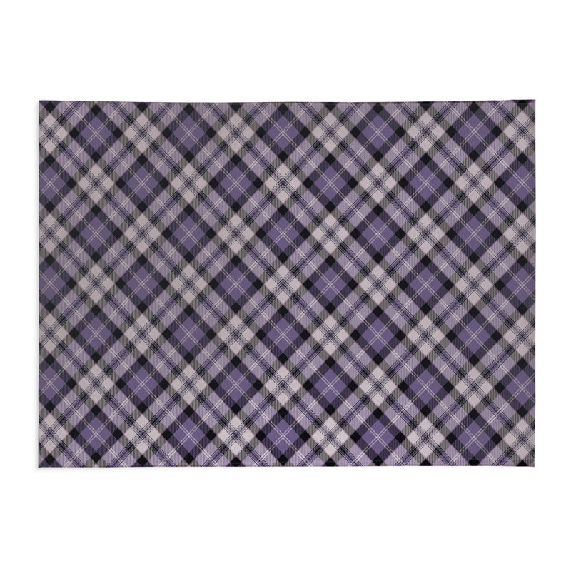 Anthony Plaid Kids Play Mat, Rectangle 5' x 7', Purple/Charcoal