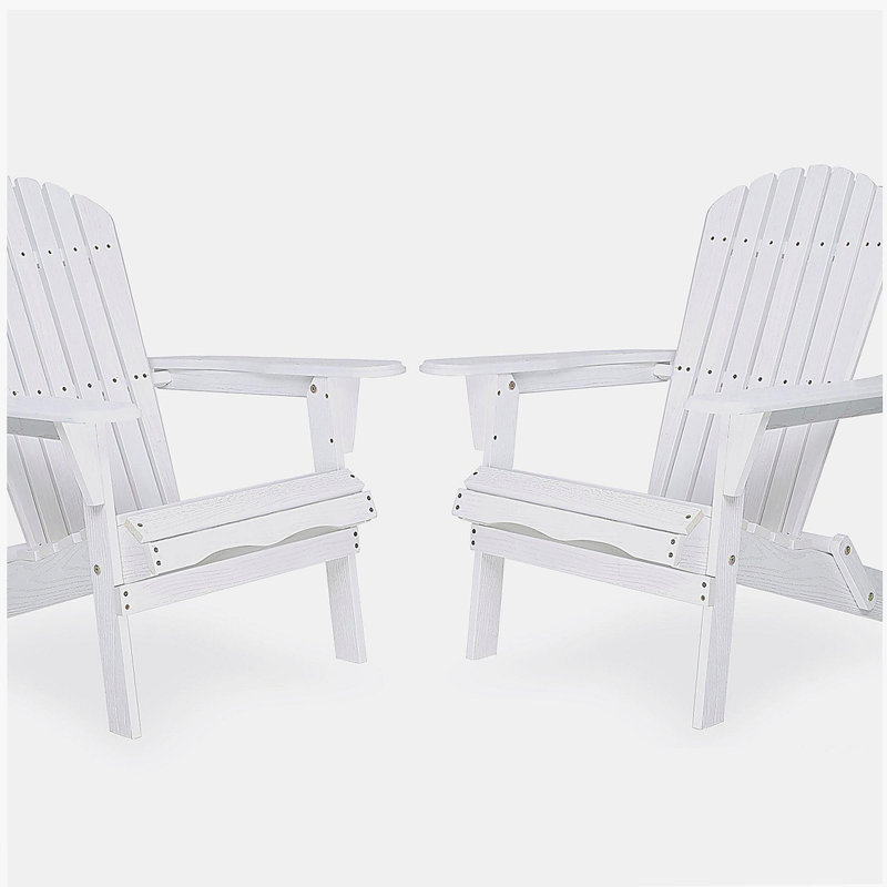Ensemble de 2 chaises longues en bois de cèdre massif avec grain de bois, White