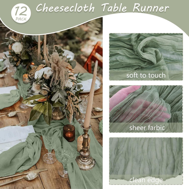 12-pack 10ft Boho Cheesecloth Table Runners