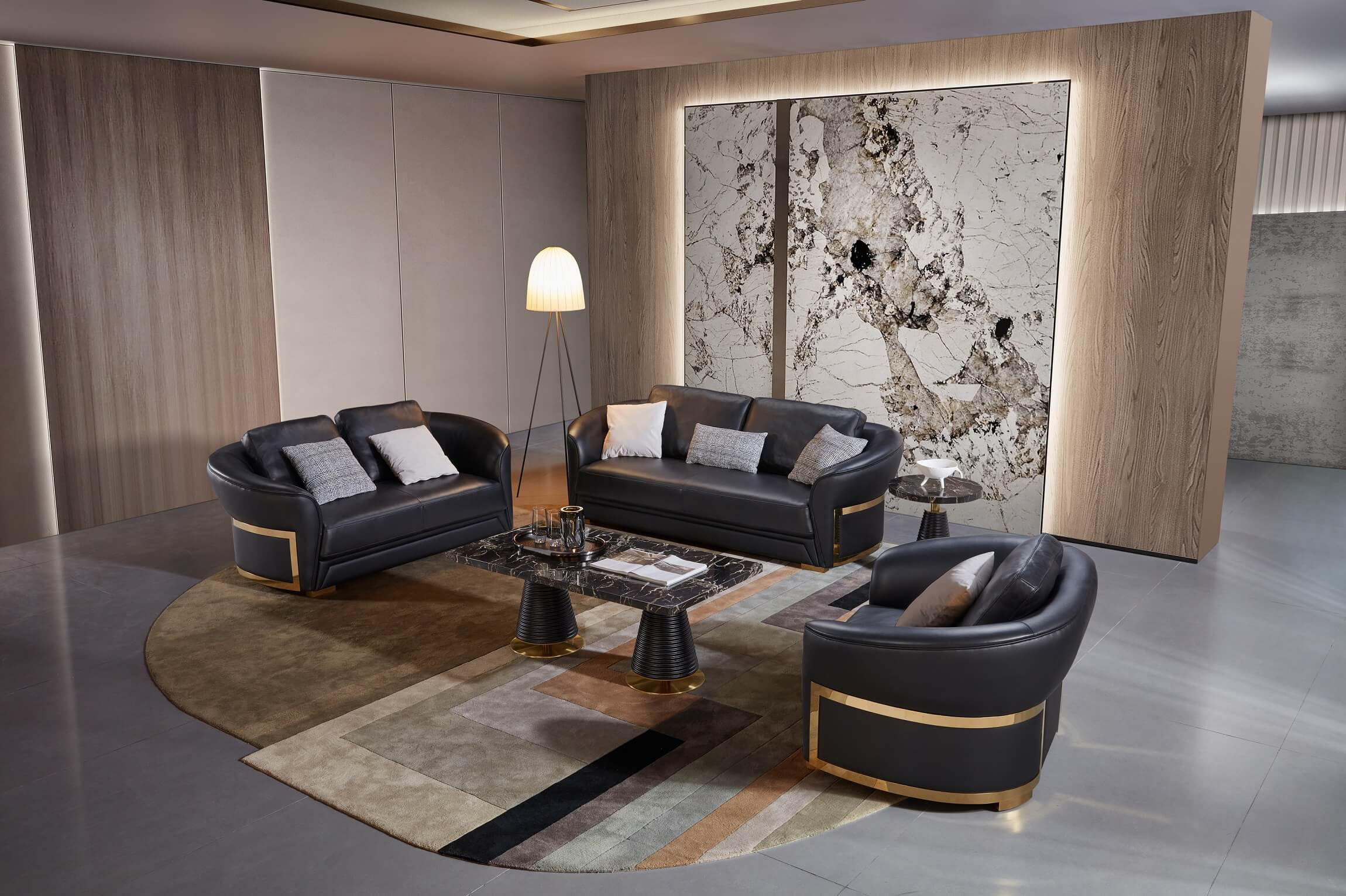 European Furniture 3 Piece Genuine Leather Living Room Set | Wayfair