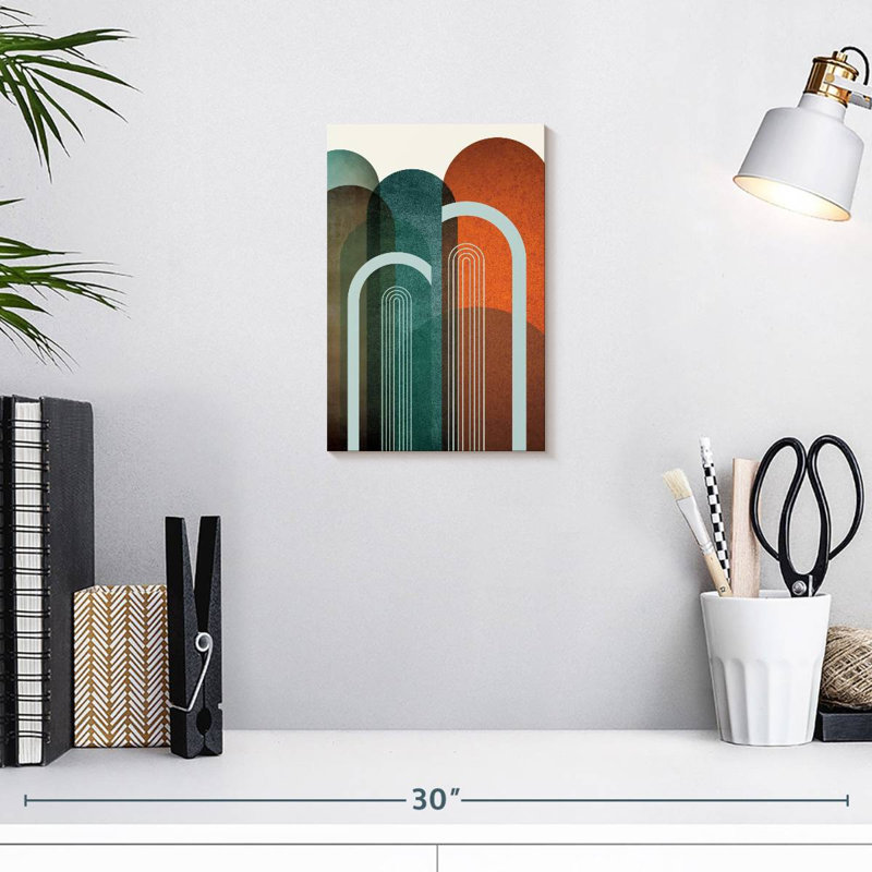 Avery Mid-Century Arches Teal Orange II, 12" H x 8" W