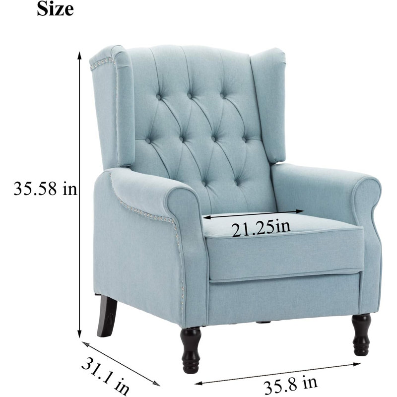 Crister Upholstered Wingback Chair, Blue Linen