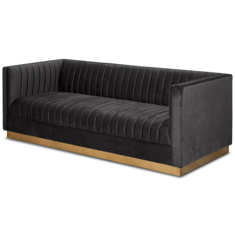 Dunigan 83'' Velvet Sofa, Black