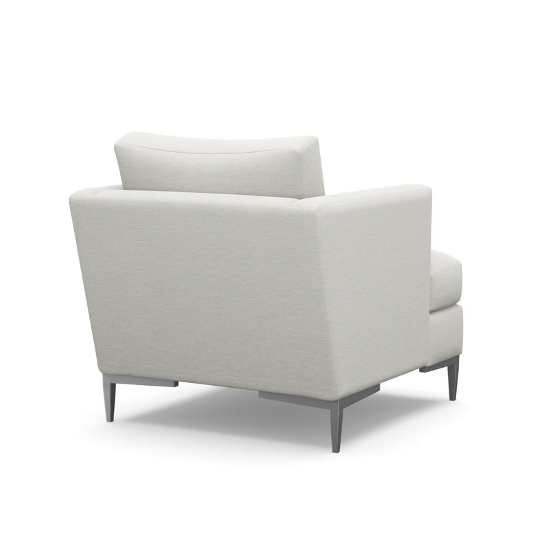 Aiden Accent Chair, Polished Stainless, Neutral Olefin Blend