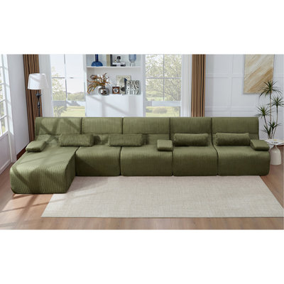 Oversized Sectional Sofa 161.8" Boneless Sofa L-shaped Sofa Couch Cozy Sofa for Living Room, Green