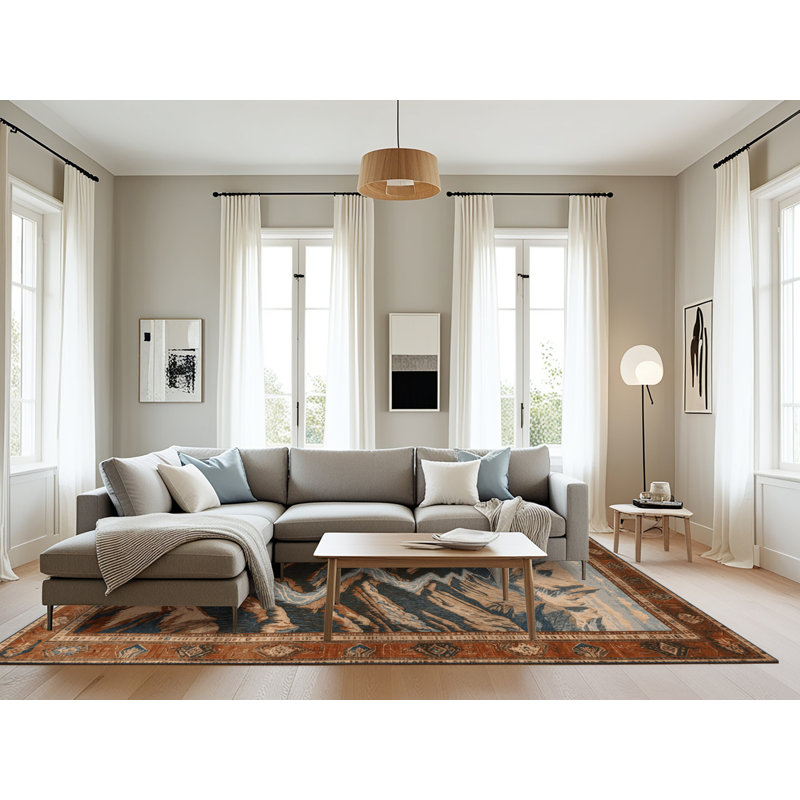 Tapis brun turc lavable à la machine, Rectangulaire 8 pi x 12 pi