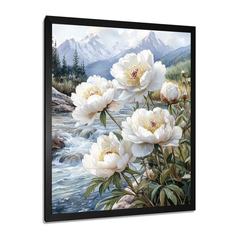 Gradyn - salon d'art mural floral, H 20 po x l 12 po, Reproduction encadrée d'une seule photo, Noir, noir, noir, noir