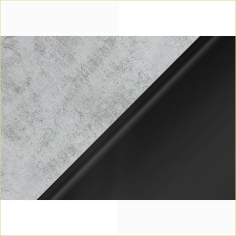 Table basse en stratifié gris avec pieds en métal noir, table de bout / table de chevet peu encombrante avec tiroir de rangement